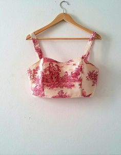 Toile De Jouy Crop Top Made of Cotton Red Crop Top Bustier | Etsy Pink Cotton Crop Top With Graphic Print, Vintage White Crop Top With Graphic Print, Vintage Cropped Crop Top With Graphic Print, Luxury Floral Embroidery Crop Top, Zimmerman Crop Top, Tartan Mini Skirt, Fitted Crop Top, Toile Print, Rainbow Style