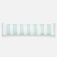 a blue and white striped pillow