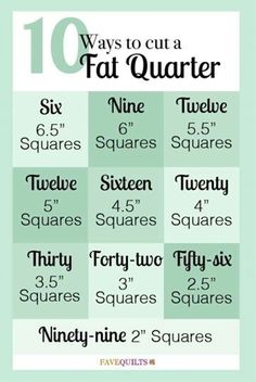 10 Ways to Cut a Fat Quarter Quilt Size Charts, Quilting Math, Diy Sy, Quilt Size Chart, Fat Quarter Quilt, Kraf Diy, Quilting For Beginners, Quilting Techniques, Rag Quilt