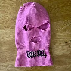 New With Tags! Dolls Kill Logo In Black On A Balaclava Ski Mask In Pepto-Bismol Bubblegum Pink. Thick Material Is 100% Acrylic Fabric. Not Only Does It Have Two Eyes Holes, And A Mouth Hole, It Also Has Two Holes At The Top For Pigtails To Poke Through. Which Is Epically Weird. One Size Fits Most. Come Get Your Balaclava, Just In Time For July. Pink Full Face Balaclava For Winter, Eye Hole, Ski Mask, Acrylic Fabric, Dolls Kill, Bubblegum Pink, Black Pink, Women Accessories, Dolls