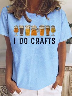 Crew Neck T-Shirts is fashionable and cheap, come to Lilicloth to find out about the Clothing Do Crafts, Holiday Gift Ideas, 2022 Fashion, Short Sleeve Tops, Crafts To Do, Cotton Shorts, Beautiful Outfits, Cotton Shirt, Neck T Shirt