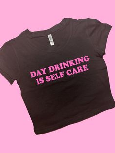 Day Drinking Is Self Care SNUG FIT Crop Top | Graphic Top | Gift For Her | Y2K Baby Tee | Y2K crop top | Gift for friend | Funny Slogan | Comfy Top to Lounge in! Actual item may be lighter/darker than pictured. M A T E R I A L S - SNUG FIT - 100% RING SPUN COTTON - Shoulder Taping S I Z I N G - Size chart is available on our listing photos. S H I P P I N G  &  P R O D U C T I O N  T I M E - Production Time is 5 Business Days. (May be delayed during the Holiday Season) - Shipping Time is 2-6 Busi Friend Funny, Y2k Crop Top, Day Drinking, Y2k Baby Tee, Graphic Top, Snug Fit, Self Care, Crop Top