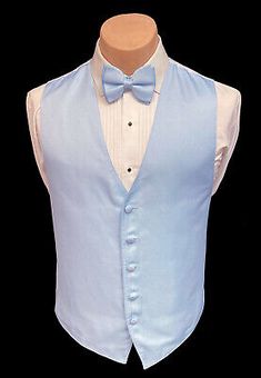 Jean Yves Tuxedo Vest. Jean Vest With Pearl Accent And White Train, Light Blue Quinceanera Suits, Tuxedo Light Blue, White And Light Blue Tuxedo, Blue Western Vest, Vest And Bow Tie, Mens Vest Fashion, Tuxedo Vest, Light Blue Jeans