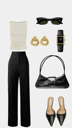 Classy pants outfit Internship Outfit, Corporate Outfits, Stylish Work Outfits, Baggy Pants, Looks Chic, Professional Outfits, Business Casual Outfits