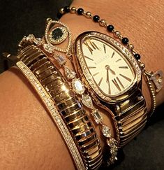 Serpenti Tubogas Watch, Serpenti Watch, Watches And Bracelets, Dope Jewelry Accessories, Gold Girl, Luxe Jewelry, Dope Jewelry, Classy Jewelry, Jewelry Essentials