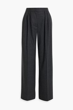 IRIS & INK Maya pleated wool-blend flannel wide-leg pants 2025 Fashion Trends, Wardrobe Checklist, Fall Winter Capsule Wardrobe, Capsule Wardrobe Checklist, Silver Pants, Sheer Pants, Woman Pants, Denim Trench Coat, Satin Trousers