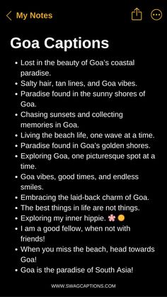 the text on the phone says,'my notes goa captions'and it is also