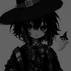 a black and white photo of a person wearing a witch costume with a hat on