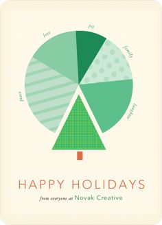 a holiday card with the words, happy holidays and a green christmas tree on it