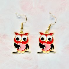 Add a pop of whimsy and love to your earring collection with our Owl Earrings in TWO STYLES: Red Owl Earrings and Pink Owl Earrings. Measuring 1 1/2 inches, the metal design is durable and eye-catching, while the hooks are lead-free and nickel-free for comfortable wear. Add some fun to your everyday look with our Owl Earrings. ---Shipping Information--- ✦ Processing time: 3-5 days ✦ Shipping profile: Please check according to the destination. If you have any questions about our products or would Whimsical Red Jewelry For Valentine's Day, Red Whimsical Jewelry For Gift, Whimsical Red Jewelry For Gift, Whimsical Red Jewelry For A Gift, Playful Earrings As Valentine's Day Gift, Red Whimsical Nickel-free Earrings, Playful Earrings For Valentine's Day Gift, Whimsical Red Nickel-free Earrings, Whimsical Red Drop Earrings