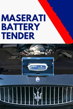 maserati battery tender on the hood of a car with red, white and blue stripes