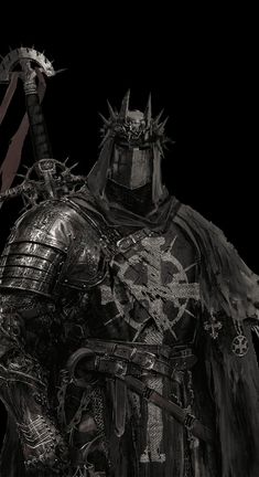 a black and white photo of a knight