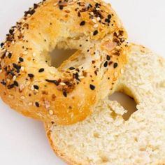 two bagels with sesame seeds on them