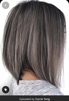 Dark Grey Hair Color, White Blonde Highlights, Dark Grey Hair, Haircuts Long, Angled Bob Haircuts, Haircuts Ideas, Choppy Bob Hairstyles, Choppy Bob, Angled Bob