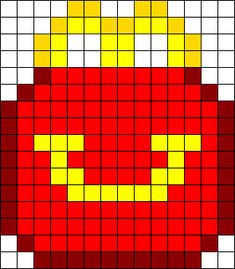 an image of a red bag with yellow squares on it