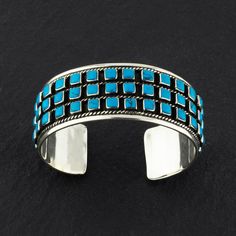 wide Mexican silver turquoise cuff bracelet Mosaic Pieces, Wide Cuff Bracelets, Silver Bracelets For Women, Turquoise Bracelet Cuff, Dope Jewelry, Turquoise Cuff, Turquoise Stones, Wide Cuff, Sterling Silver Bangles