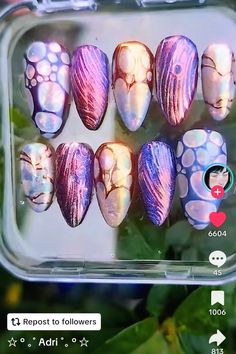 Hex Tech Nails, Monster Jam Nails, Hextech Nails, Chromakopia Nails, Arcane Nail Art, Hexcore Nails, How To Train Your Dragon Nails, Splatoon Nails, Baptism Nails