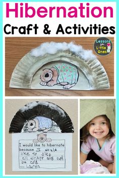 a collage of pictures with the words hibernation craft and activities