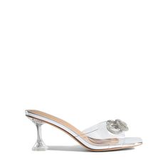 Glamorous Clear High Heel Sandals, Glamorous Clear Sandals With Rhinestones, Glamorous Clear Heels With Clear Strap, Elegant Party Sandals With Clear Strap, Chic Clear Heels, Glamorous Clear Open Heel Sandals, Glamorous Clear Heels For Spring, Elegant Evening Sandals With Clear Strap, Chic Clear Formal Sandals