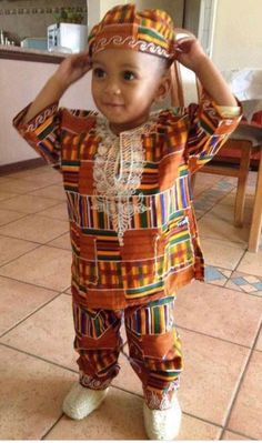 Kante African Clothing for Boys With White Embroidery and Matching Hat, African Outfit, African Clothing for Boys, Africa Attire, African - Etsy Ankara Styles For Kids, African Babies, Afrikaanse Mode, African Children, African Inspired Fashion, Africa Fashion, African Style, African Print Fashion, African Wedding