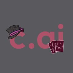 the letters c and i are written in red, purple, and grey colors with an image of a cat wearing a hat