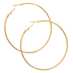 Classic gold hoops. Simple yet bold and stunning. It pairs well with any outfit. Light weight and comfortable and easy on your ears. These hoops are made of stainless steel, so waterproof! The color remains perfect. Gold: 18k gold platingMaterial: Stainless steelWidth: 70mm Waterproof jewelry Hypoallergenic Tarnish Free Glazd Pouch with every order Free US shipping Easy Exchange & Return policy PRODUCT INFOAll our jewelry are made of stainless steel material. For the gold pieces, we added an 18K Preppy Earrings, Preppy Accessories, Earring Hoop, White Gold Hoops, Fashionable Jewelry, Waterproof Jewelry, Fancy Jewelry, Snap Back, Classic Gold