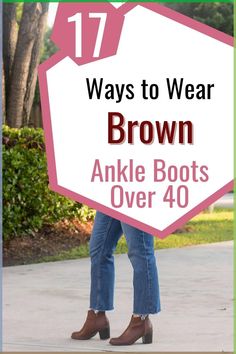 Brown ankle boots are as versatile as black ankle boots. They may even be better than black ankle boots for creating stylish fall outfits and winter outfits. Keep reading for 17 brown ankle boots outfits and learn how to wear brown ankle boots with style over 40. Work Outfits With Brown Boots, Black Tights Brown Ankle Boots, Womens Flat Ankle Boots, Chestnut Ankle Boots Outfit, Brown Bootie Outfits Winter, Style With Chelsea Boots, Lug Ankle Boots Outfit, Sorels With Jeans, Black Pants Brown Shoes Women