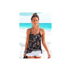 This racerback top with fun strappy detail is sure to turn heads. * Loose, flowy fit * Straps are not adjustable * Runs large * Print may vary * Length approx. 25.19 inches * 100% viscose. Imported. * Machine wash cold with like colors, inside out * Hang to dry or lay flat Trendy Beach Camisole With Spaghetti Straps, Trendy Beach Camisole With Adjustable Straps, Trendy Spaghetti Strap Tank Top For Beach, Trendy Spaghetti Strap Tank Top For The Beach, Trendy Summer Beach Camisole, Trendy Camisole For Beach, Strappy Summer Tank Top For Beach, Beachwear Spaghetti Strap Tops For Vacation, Summer Beach Tops With Adjustable Straps