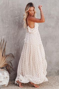 Beige Pattern Print Tiered Ruffled Spaghetti Strap V Neck Maxi Dress Trendy Maxi Dresses, V Neck Maxi Dress, Beige Pattern, Maxi Dress Pattern, Bohemian Colors, Maxi Dress Online, Bohemian Dress, Shop Maxi Dresses, Printed Maxi