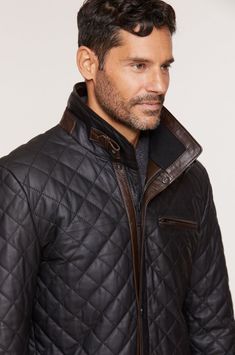 Christian Quilted Italian Lambskin Leather Coat | Overland Mens Designer Coats, Designer Coats, Coat Design, Quilted Leather, Leather Care, Coat Fashion, Lambskin Leather, Leather Coat, Leather Trims