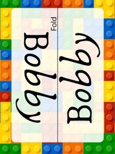 a lego board with the word boo - boy on it's front and back side