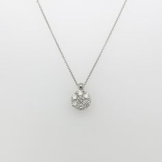 A fine Italian gold & diamond necklace.  In 14k white gold.  Prong set with 7 round brilliant cut diamonds in a stylized floral form.  (Overall ca. 3/4 total carat weight; Color range: G-H; Clarity range: VS-SI)  Accompanied by a GEMLAB (Gemological Appraisal Laboratory) report.  Simply a wonderful diamond pendant for any occasion!  Date: 20th Century  Overall Condition: It is in overall good, as-pictured, used estate condition with some fine & light surface scratches and other signs of expected Silver Bridal Necklace With Single Cut Diamonds In Platinum, Silver Platinum Bridal Necklace With Single Cut Diamonds, Silver Platinum Bridal Necklace With Diamond Cut, Silver Platinum Bridal Necklace With Diamond Accents, Diamond Cut Diamond White Platinum Necklace, Elegant Silver Solitaire Necklace With Single Cut Diamonds, Diamond Cut Platinum Necklace In Diamond White, Silver Platinum Diamond Accent Necklace, White Gold Necklaces With Single Cut Cubic Zirconia