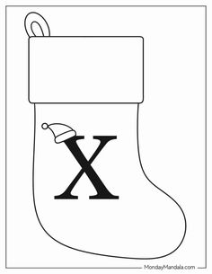 a christmas stocking with the letter x on it