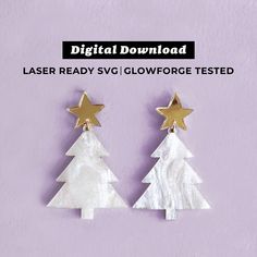 "Get All My Files for $10/Month + All Files I Make in the Future: https://www.patreon.com/VicTacToe ◈ Christmas Tree Acrylic Earrings File - Digital Download ◈ Download the file and then make earrings with your laser cutter! THIS IS A DIGITAL DOWNLOAD. NO PHYSICAL ITEM WILL BE SHIPPED. DOWNLOAD INCLUDES: * SVG File * A directions file and a suggested material & Glowforge settings file * Info for where I purchased acrylic to make these earrings Earring Specs: Acrylic pieces top to bottom: 1.3\" w Glowforge Earrings Acrylic, 3d Printed Christmas Earrings, Laser Cut Christmas Earrings, Laser Cut Acrylic Earrings, Acrylic Christmas Earrings, Glowforge Acrylic Projects, Glowforge Earrings, Acrylic Earrings Laser Cut, Glowforge Settings