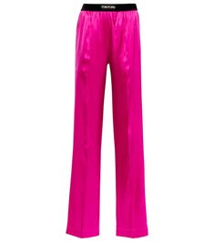 Pajama Style, Pink Pajama, Tom Ford Clothing, Elevated Casual, Pink Pajamas, Satin Pants, Silk Trousers, Pink Silk, Pants Straight