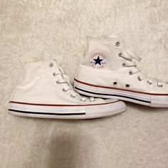 Almost Brand New Worn Once! Converse Sneakers White, Light Converse, White Converse Aesthetic, Converse Shoes White, White All Star, Aesthetic Converse, Cream Converse, White Converse Shoes, Converse All Star White