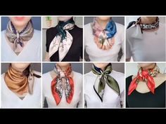 Neck Scarf Outfit, How To Fold Scarf, Silk Scarf Outfit, Womens Neck Scarf, Short Scarves