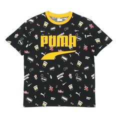 Puma Awareness Aop Tee Sports Alphabet Printing Short Sleeve Black 532033-01 (Men's) Puma Graphic Tee For Sports, Puma Logo Sporty T-shirt For Sports, Puma Logo Graphic Tee Short Sleeve, Puma Tshirts, Puma Logo Sports T-shirt, Doc Mcstuffins, Alphabet Print, Stylish Sneakers, Printed Shorts