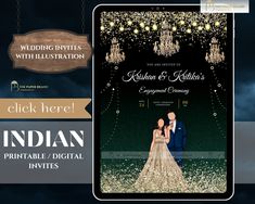 This thematic indian wedding invites with illustration for your wedding  invites with the traditional Fusion touch , curated with love by us , is for those who would like to impress their guests with themes   This is a digital download and no physical  product will be shipped  HOW IT WORKS ?  STEP 1 > add this product to your cart and complete your purchase . STEP 2 > once your order is successful ,  Send us your details as such  Names: Event Name: Event Date: Event Time: Event Location: RSVP Da Ring Ceremony Invitation, Sangeet Invitation, Reception Invites, Engagement Invites, Indian Invitations, Indian Reception, Indian Engagement, Hindu Wedding Cards, Ceremony Invitation