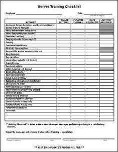 the service training checklist is shown in black and white, as well as an image of