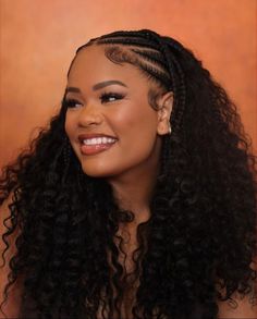 Explore beautiful hair styles braids! Discover easy-to-create and elegant braid designs for any occasion. Curled Hair With Braid, Half Braided Hairstyles, Half Cornrows, Vacation Hairstyles, Braids With Curls