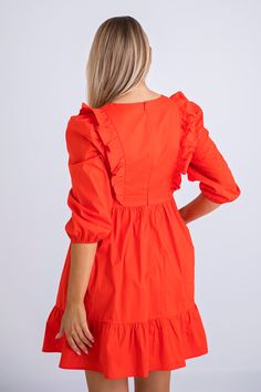 Poplin 1/4 Sleeve Vneck Pockets Model is 5'5", wearing a small. Tier Dress, Tiered Ruffle Dress, Standard Dress, Denim Romper, Stretch Bands, Waist Dress, Shift Dress, Puff Sleeve, Dress Shop