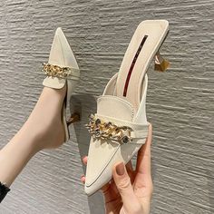 Color: Apricot, Size: 39 Apricot Heels, Heels Closed Toe, Office Shoes Women, Footwear Fashion, Closed Toe Sandals, Fashion Slippers, Women Slippers, Women's Mules, Slipper Sandals