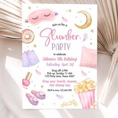 Slumber Party Slumber Party Birthday, Dance Party Invitations, Invitation 1st Birthday, Party Sleepover, Sleepover Birthday, Girls Party Invitations, Girl Birthday Party Invitations, 1st Birthday Party Invitations, Party Invite Design