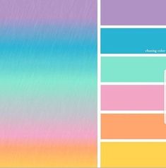 an image of a color palette with different colors on it, including blue, pink, yellow and green