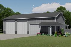 this is an artist's rendering of a two - car garage with attached carport