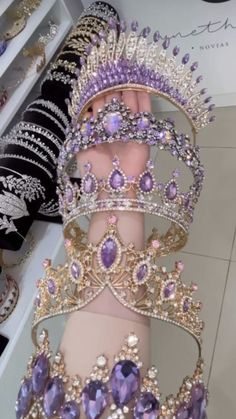 Letters Jewelry, Rapunzel Wedding, Purple Quince, Quinceanera Themes Dresses, Purple Quinceanera Dresses, Crown Aesthetic