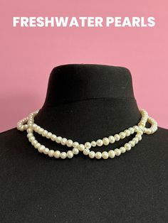 Vintage cream genuine freshwater pearl choker necklace 48cm Vintage Akoya Pearl Drop Necklace, Vintage Single Strand Akoya Pearl Jewelry, Formal Pearl Choker With Pearl Charm, Formal Adjustable Pearl Chain Choker, Adjustable Pearl Chain Choker For Formal Occasions, Adjustable Pearl Chain Choker For Formal Events, Adjustable Pearl Choker For Formal Occasions, Formal Pearl Drop Choker, Elegant Adjustable Pearl Necklace