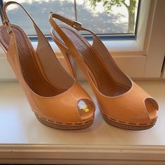 Brand New Never Worn Peach Color Pumps Peach Heels, Orange Heels With 4-inch Round Toe, Orange Heels With 4-inch Heel And Round Toe, Orange 4-inch Heel Spring Heels, Orange 4-inch Heel Synthetic Heels, Yellow 4-inch Heel Synthetic Heels, Shoes Women Heels, Shoes Heels, Pumps