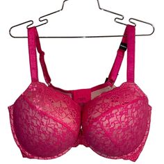 New With Tags Pink Full Cup Bra With Padded Cups, Pink Full Cup Padded Bra, Pink Full Cup Partially Lined Bra, Pink Underwire Partially Lined Bra, Pink Bras, Zip Bra, Purple Bras, Beautiful Bra, Lace Strapless